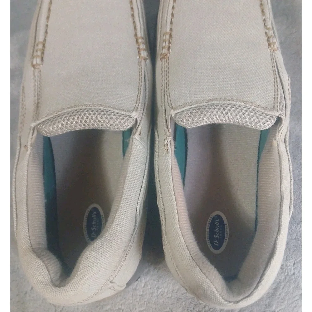 Dr Scholls Mens Slip On Loafers 8.5 Tan Beige Canvas Boat Shoes Advanced Comfort